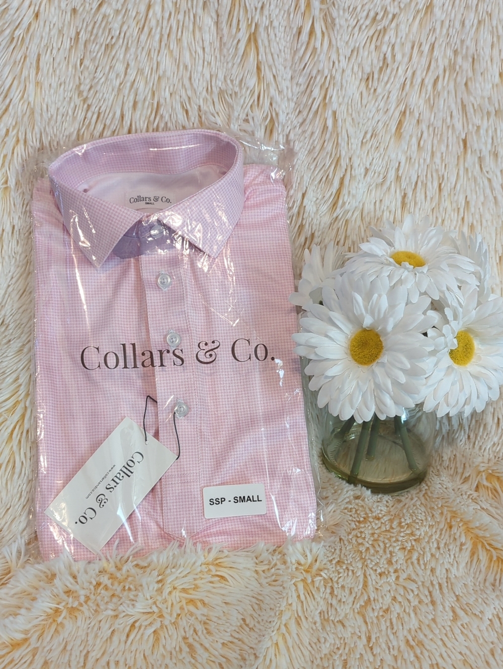 👔 NWT Collars & Co Men’s Pink Gingham Dress Shirt 👔